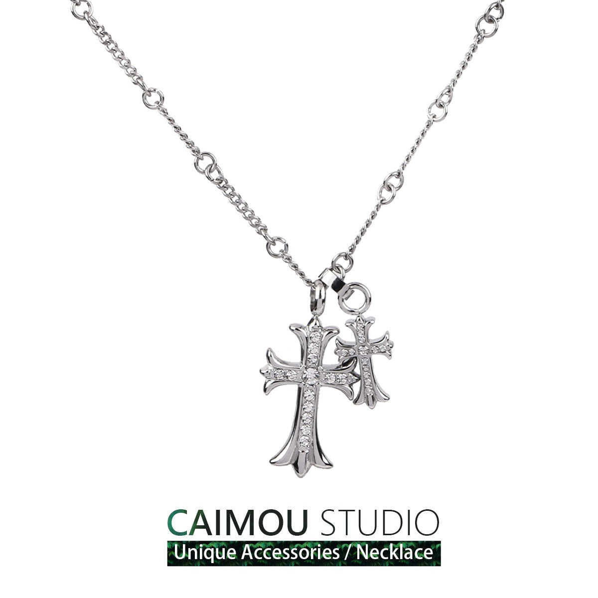 Silver Dual Cross Necklace