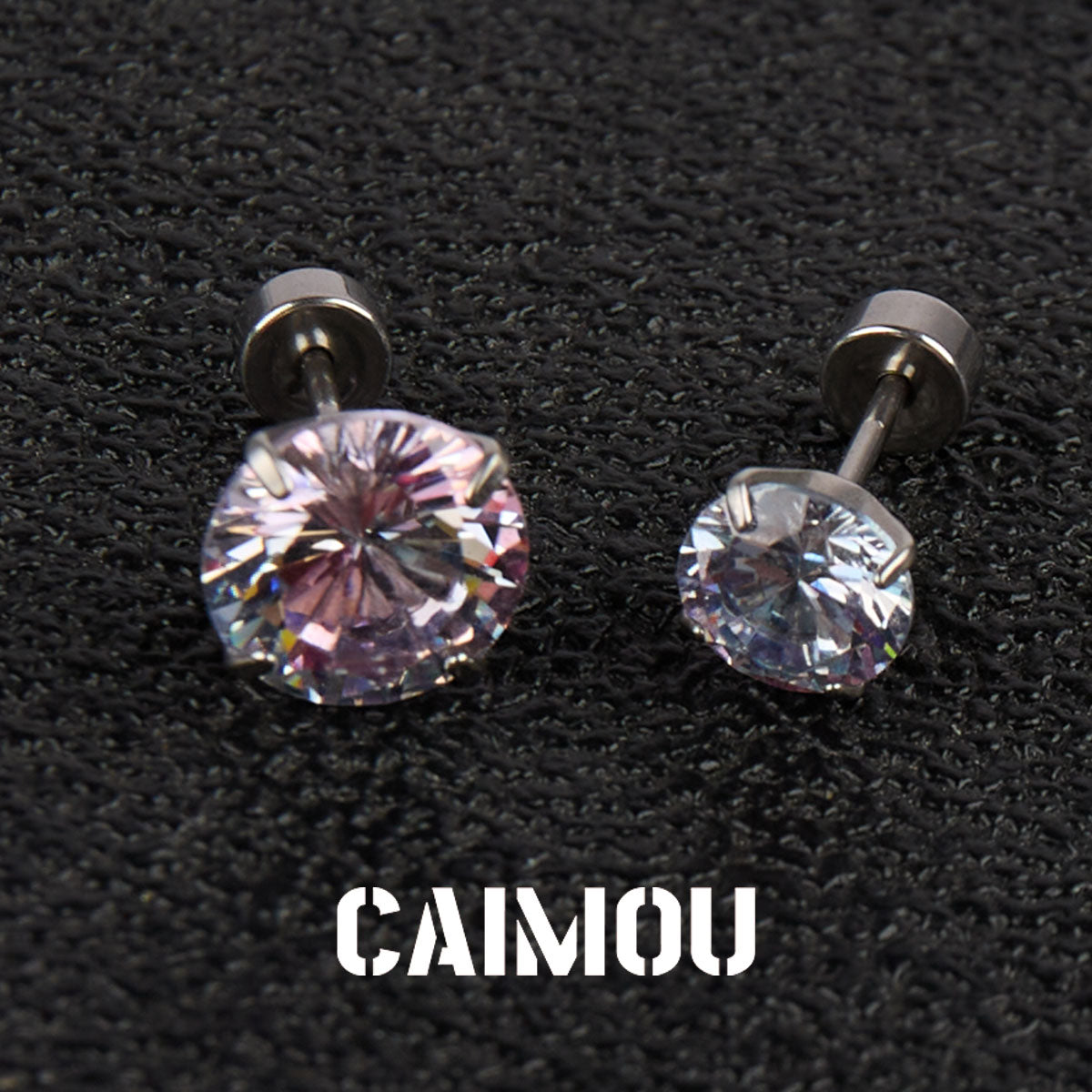 Color Plated Eight Arrows Round Zircon Stud Earrings