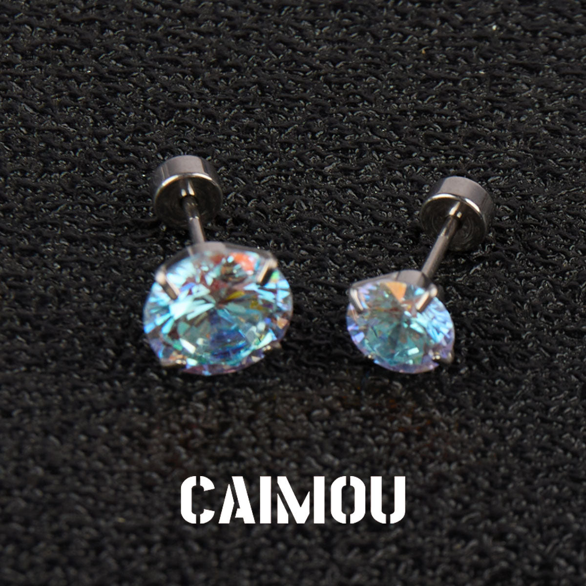 Color Plated Eight Arrows Round Zircon Stud Earrings