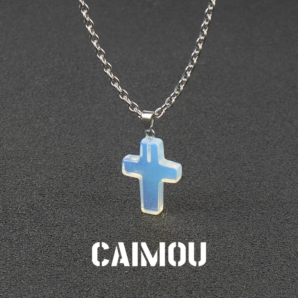 Stone Cross Pendant Necklace