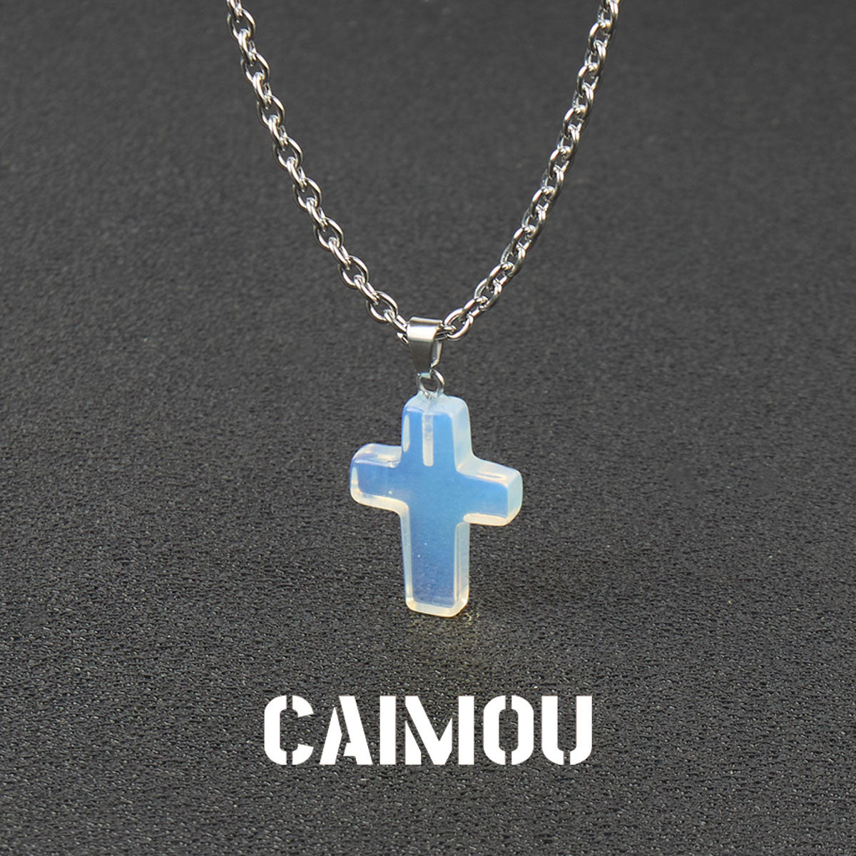 Stone Cross Pendant Necklace