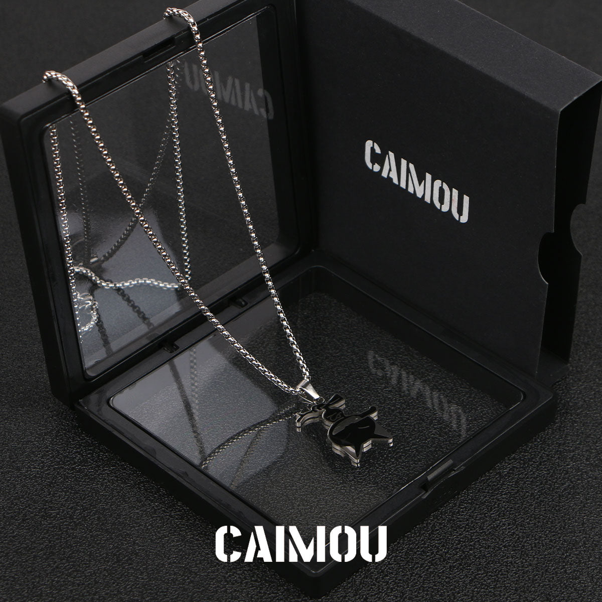 Inverted Knife-Holding Cat Pendant Necklace