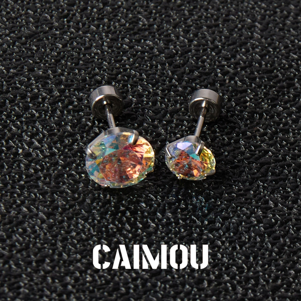 8 Hearts & 8 Arrows Round Zircon Stud Earrings