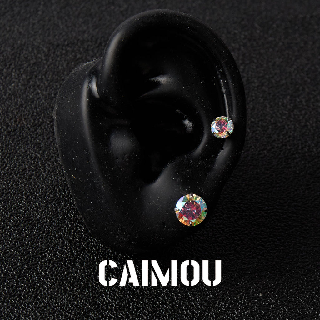 8 Hearts & 8 Arrows Round Zircon Stud Earrings