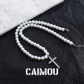 🤍✝️cross pearl necklace