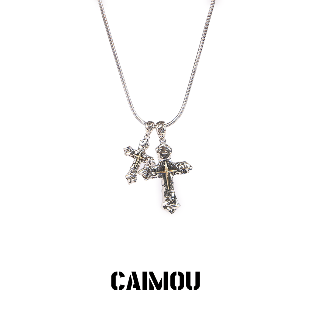 ✝️🔤Letter Double Cross Necklace