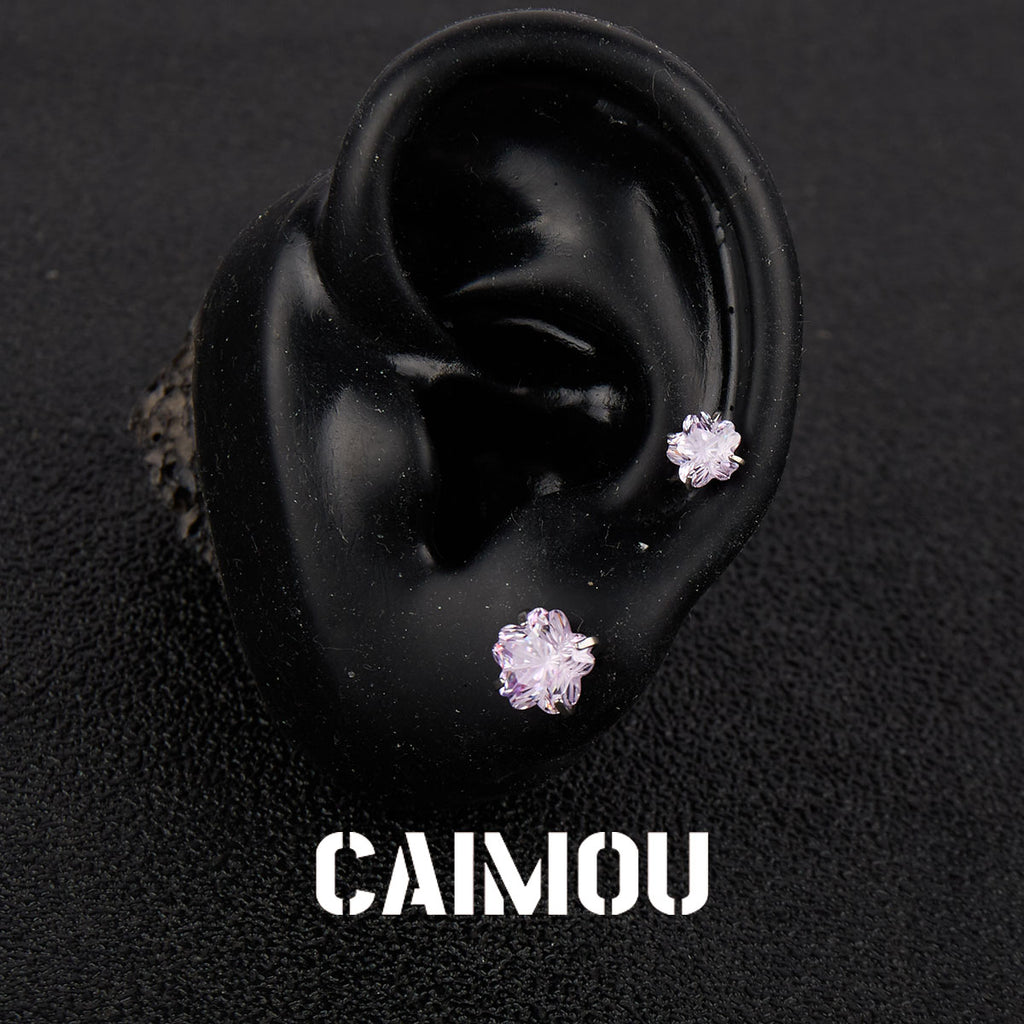 Sakura Cut Flower Zircon Stud Earrings