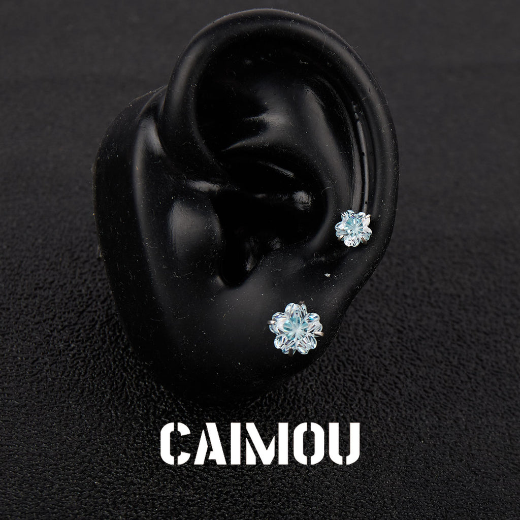 Sakura Cut Flower Zircon Stud Earrings