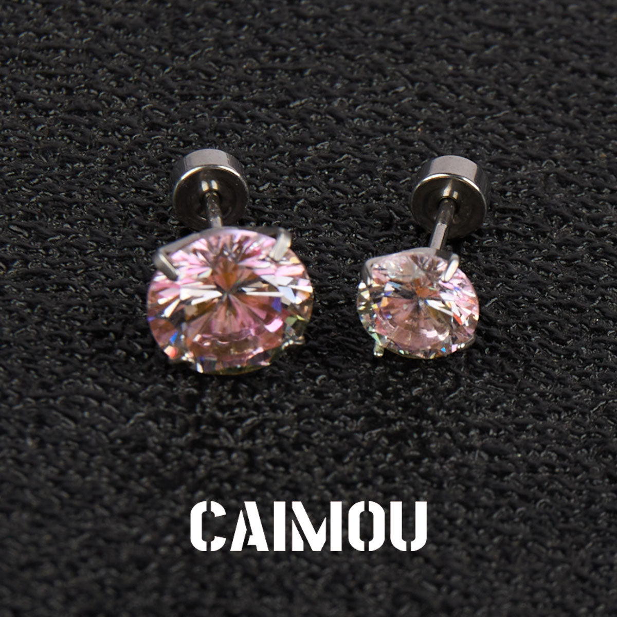 Color Plated Eight Arrows Round Zircon Stud Earrings
