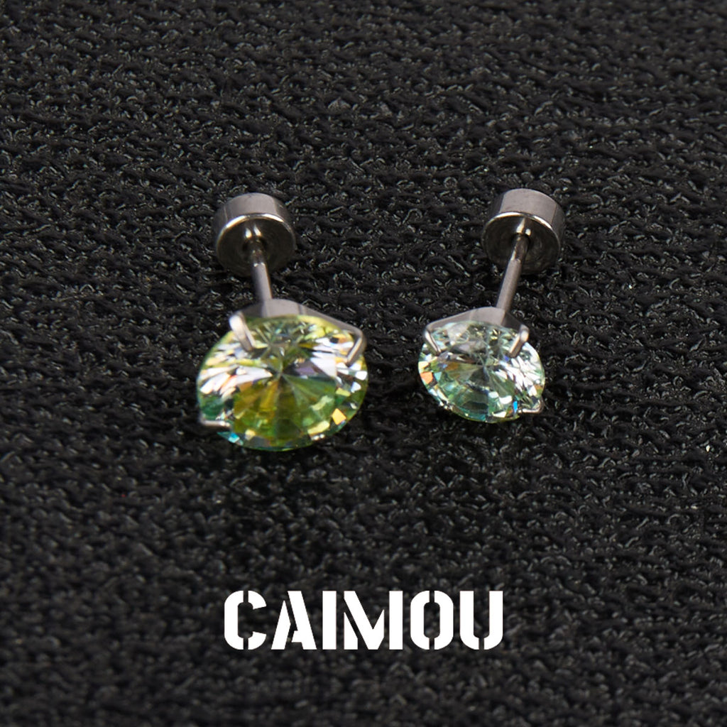 Color Plated Eight Arrows Round Zircon Stud Earrings