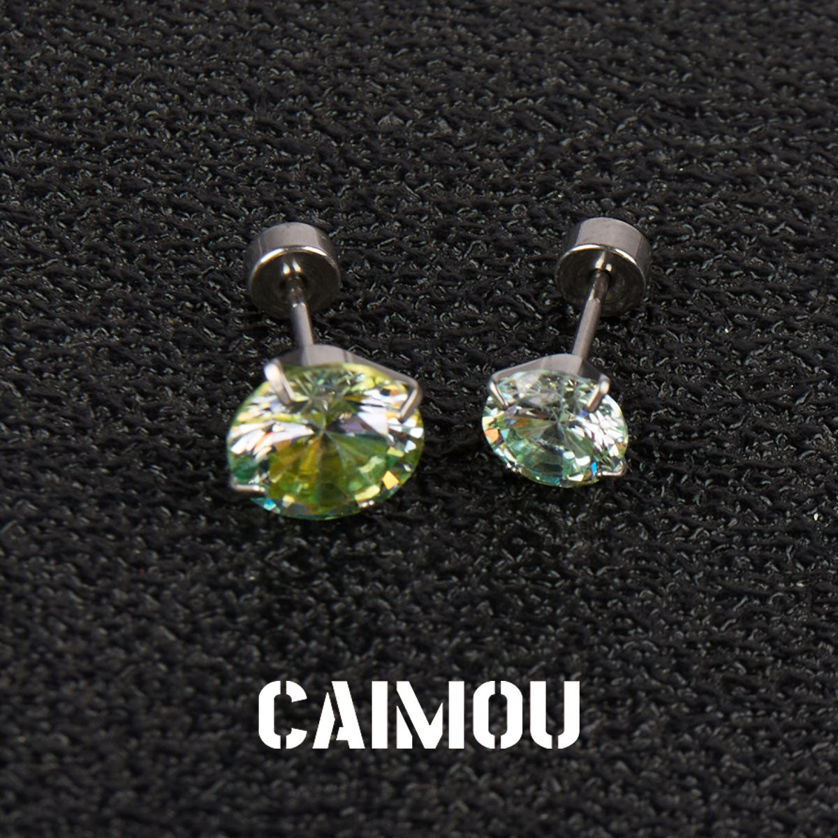 Color Plated Eight Arrows Round Zircon Stud Earrings