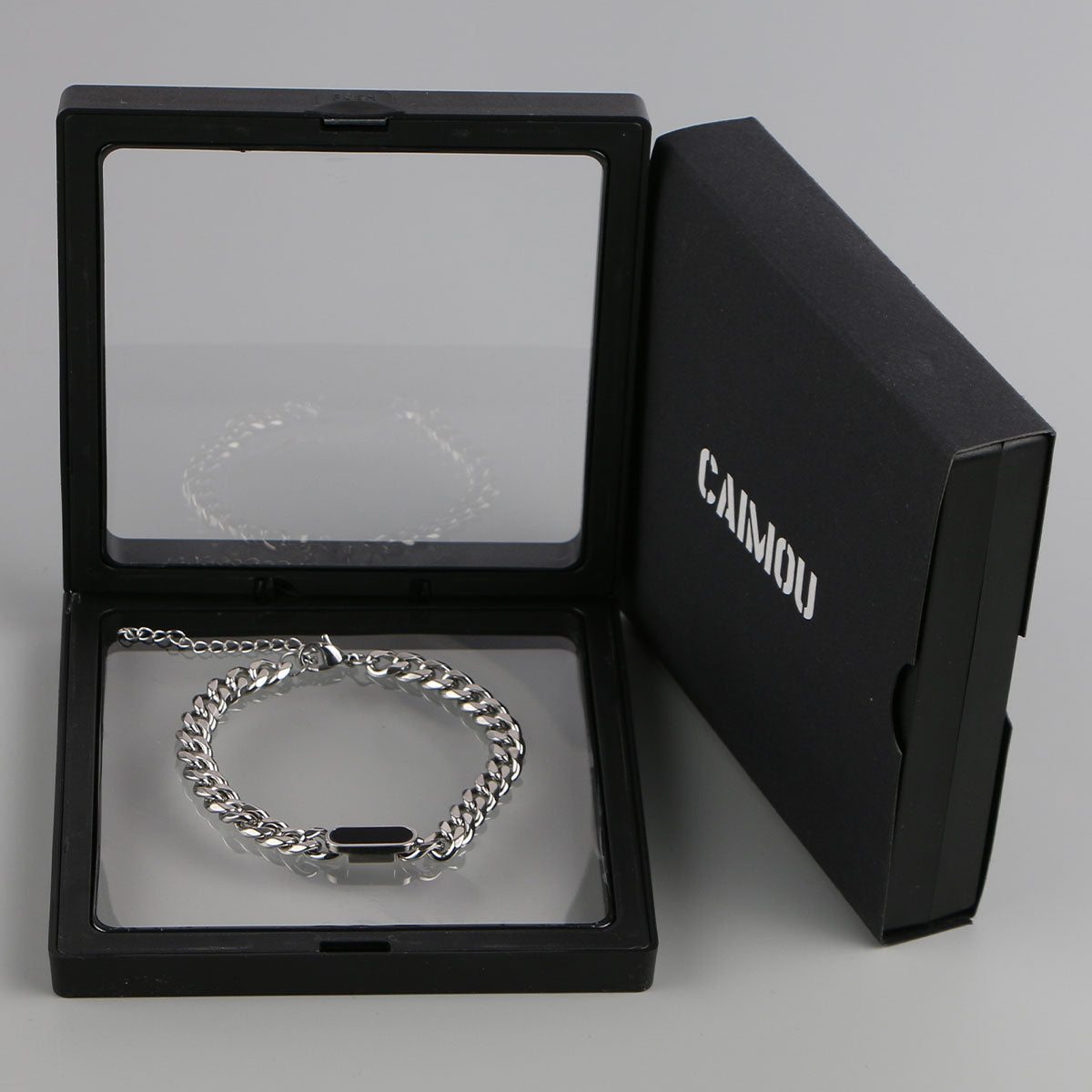 Geometric Black Tag Curb Bracelet