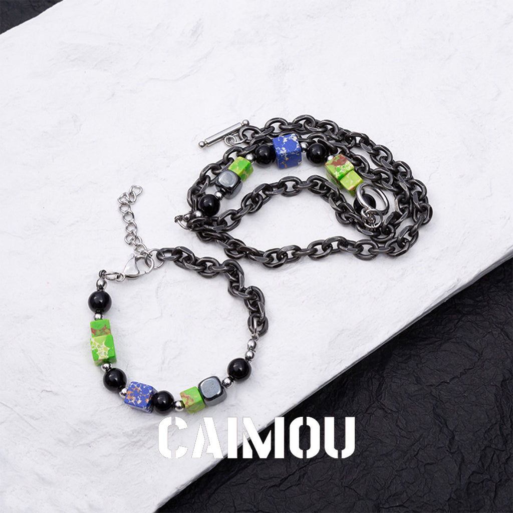 Colorful square black pearl bracelet