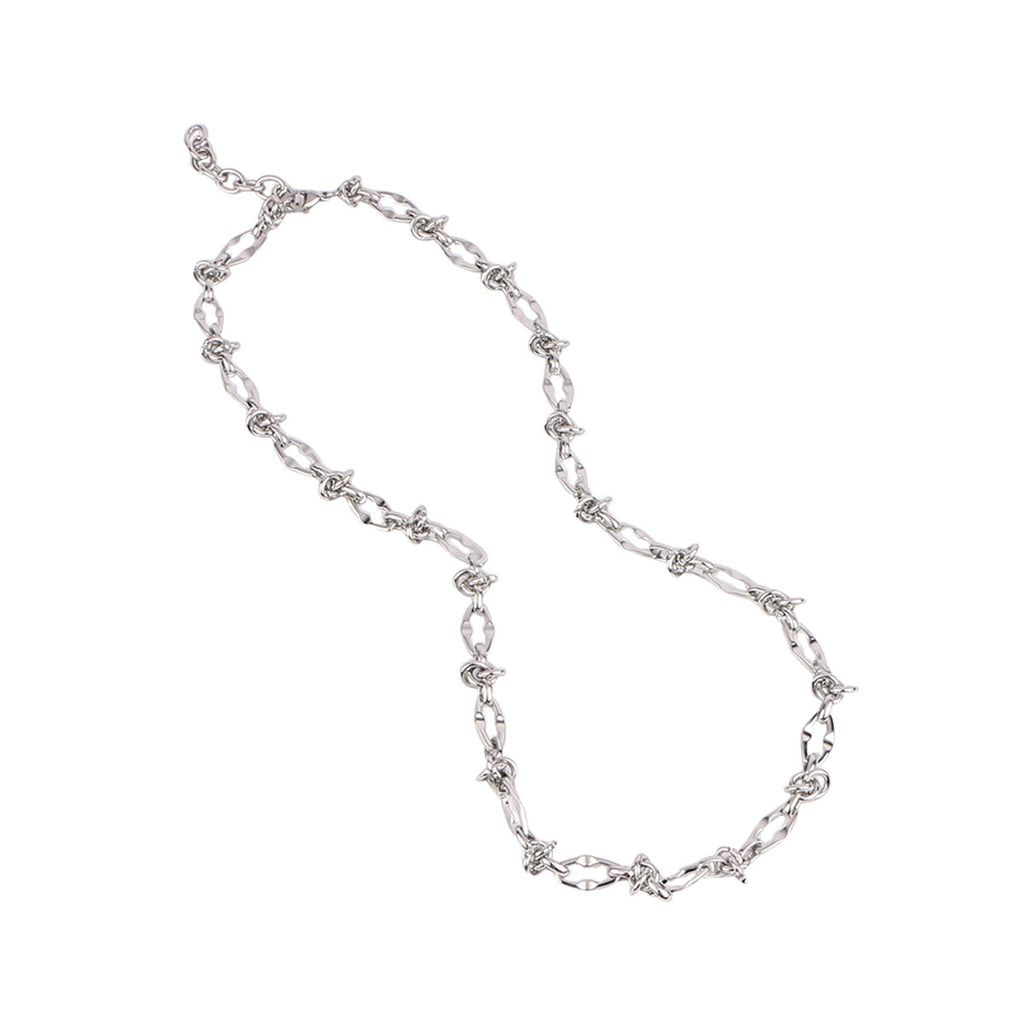 Lip Link Cuban Chain Necklace & Bracelet (Silver)