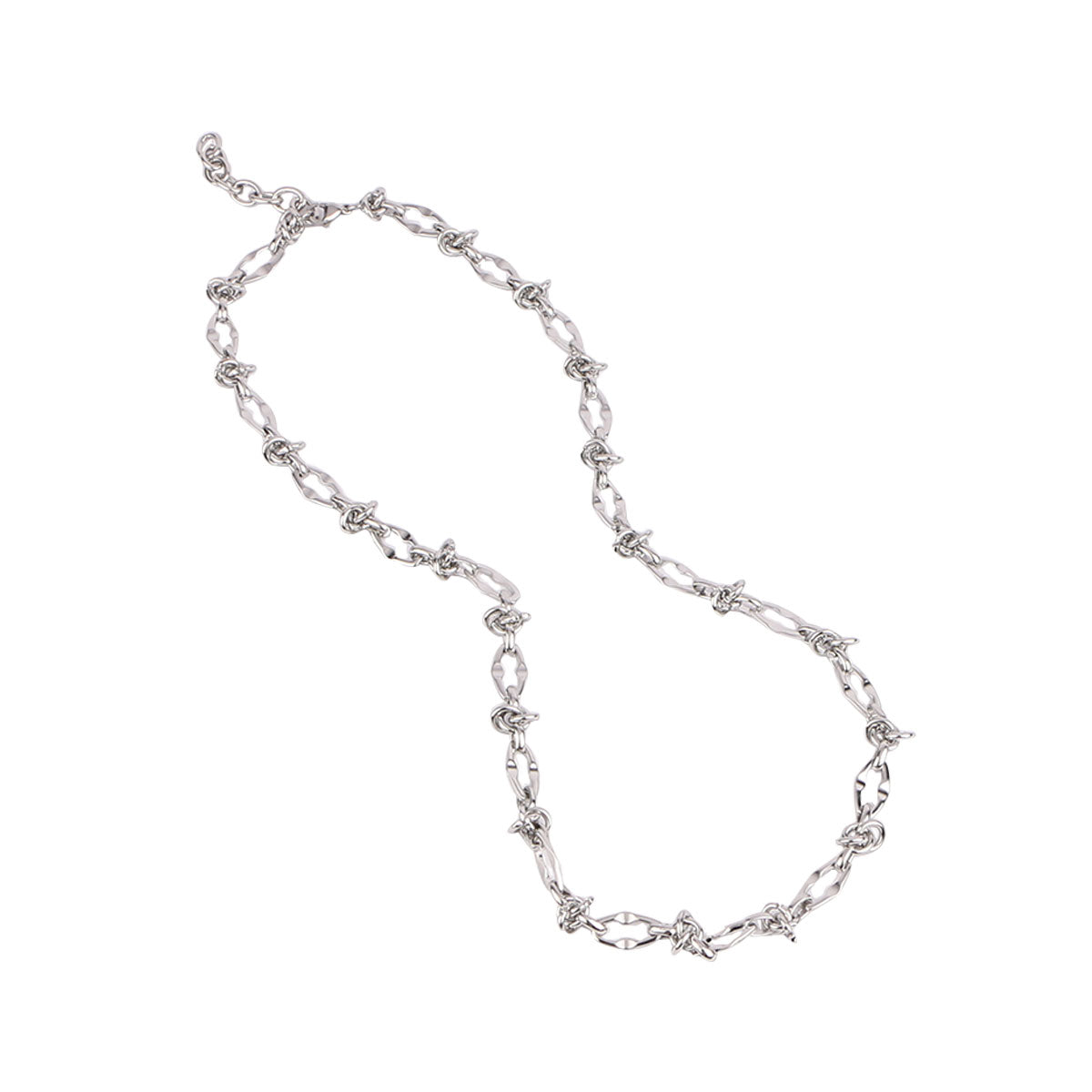 Lip Link Cuban Chain Necklace & Bracelet (Silver)