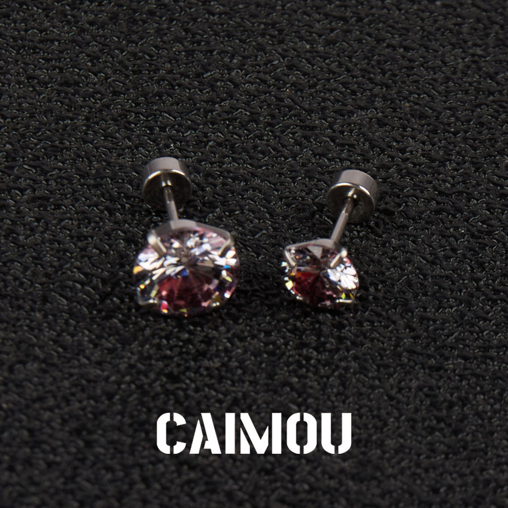 Color Plated Eight Arrows Round Zircon Stud Earrings