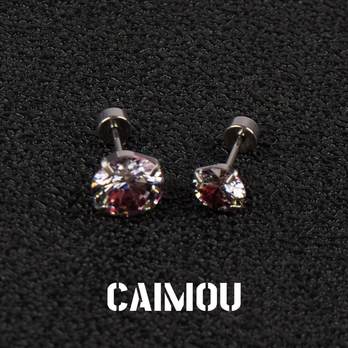 Color Plated Eight Arrows Round Zircon Stud Earrings