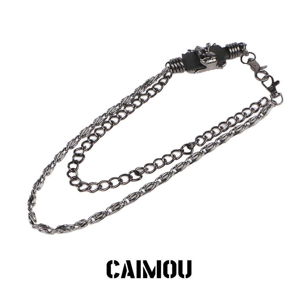 Skull Double Layer Pants Chain