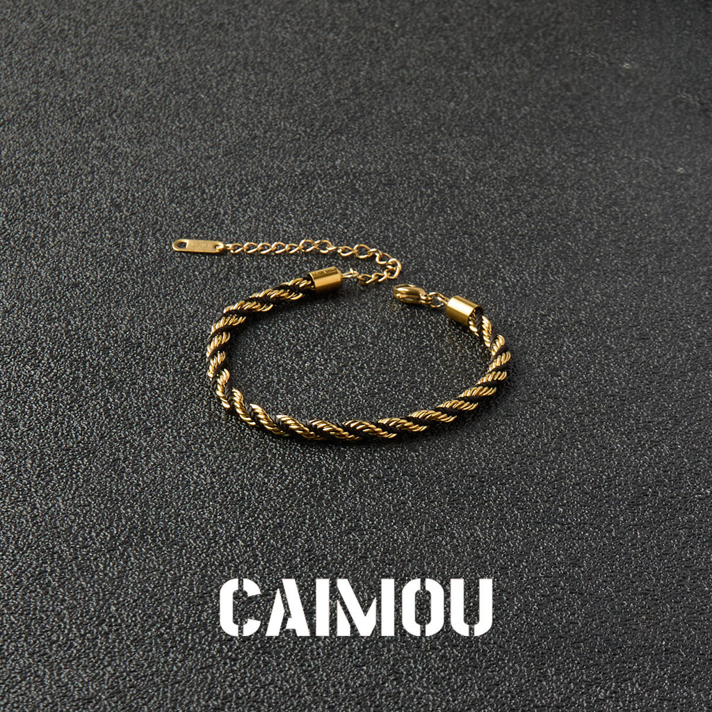 Stainless Steel Slim Twisted Rope Bracelet
