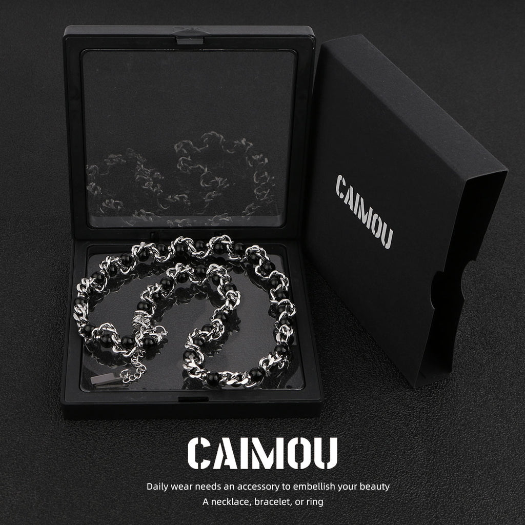 Heavy Woven Black Bead Cuban Necklace