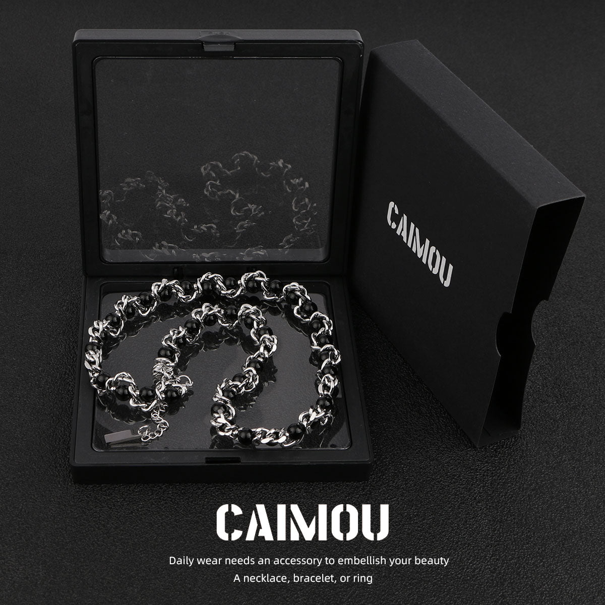 Heavy Woven Black Bead Cuban Necklace