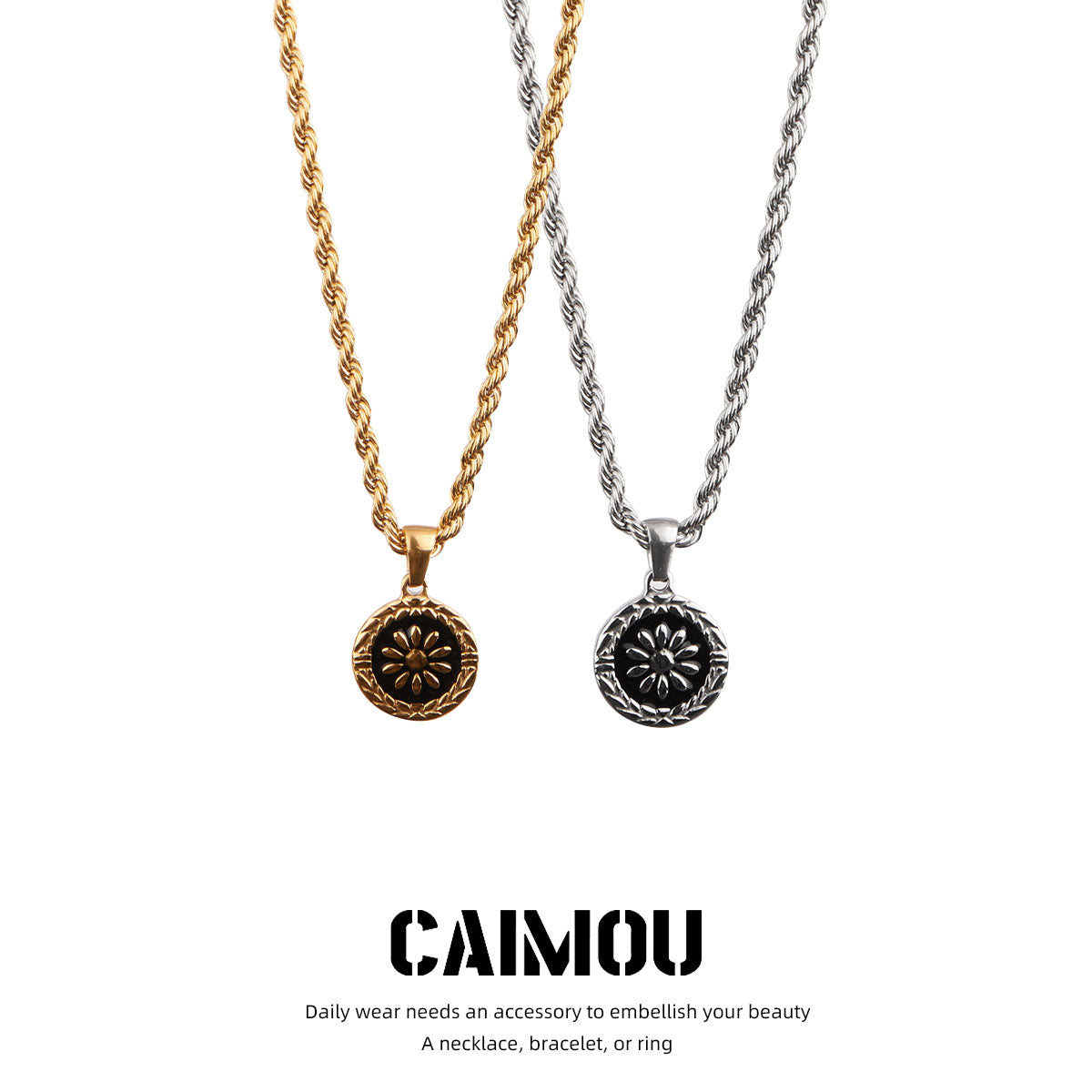Daisy round pendant necklace