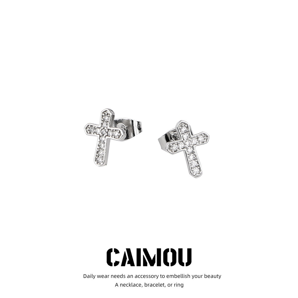 Cross Zircon Stud Earrings