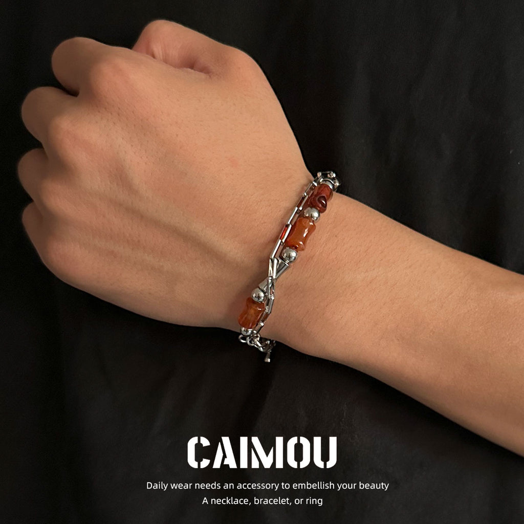 Brown Natural Stone Spliced Bracelet