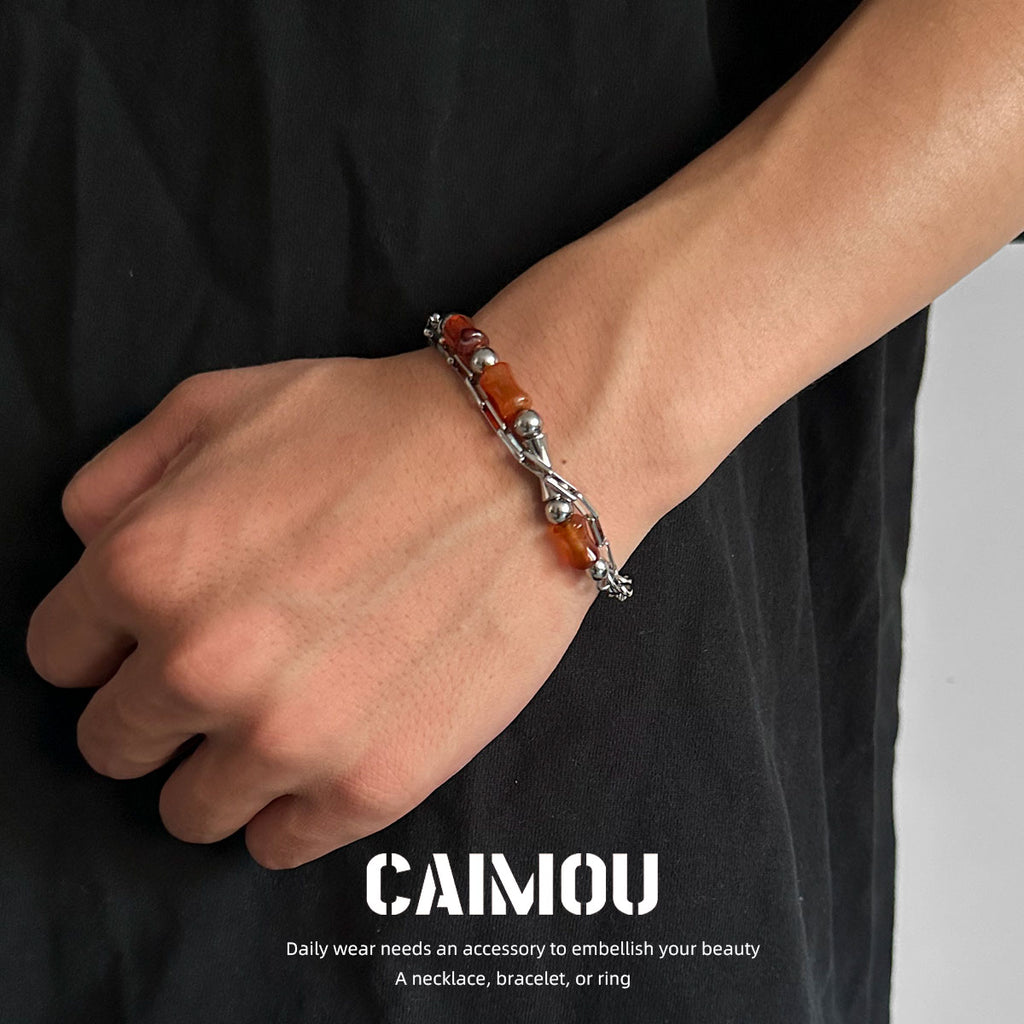 Brown Natural Stone Spliced Bracelet