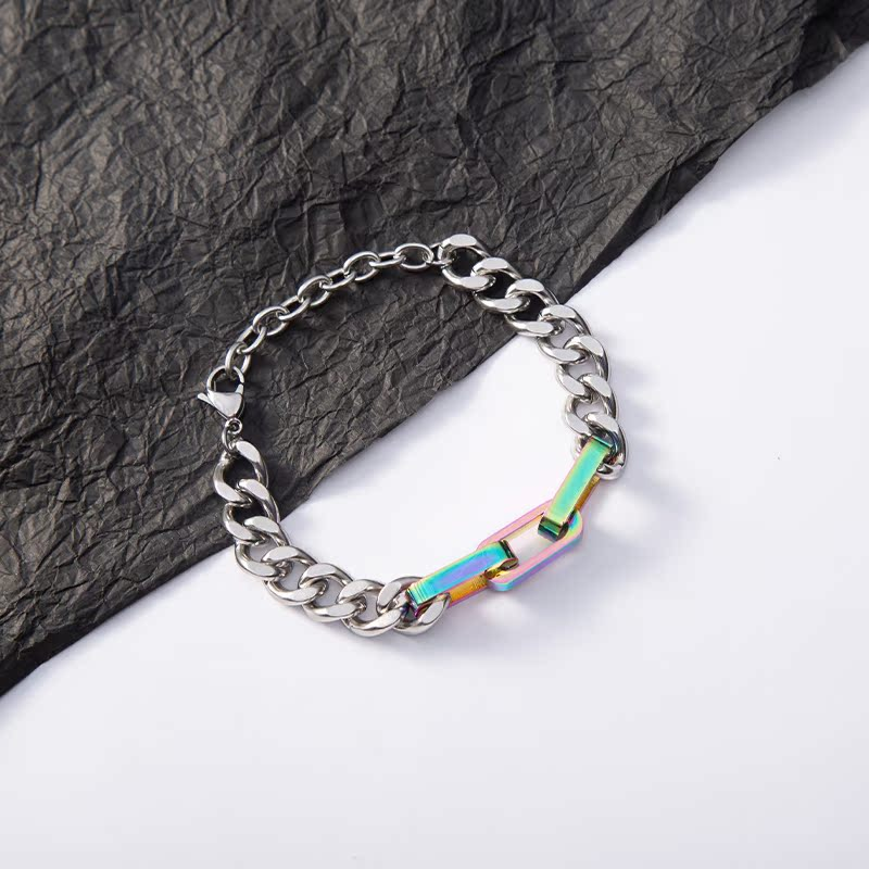Color Block Cuban Link Bracelet