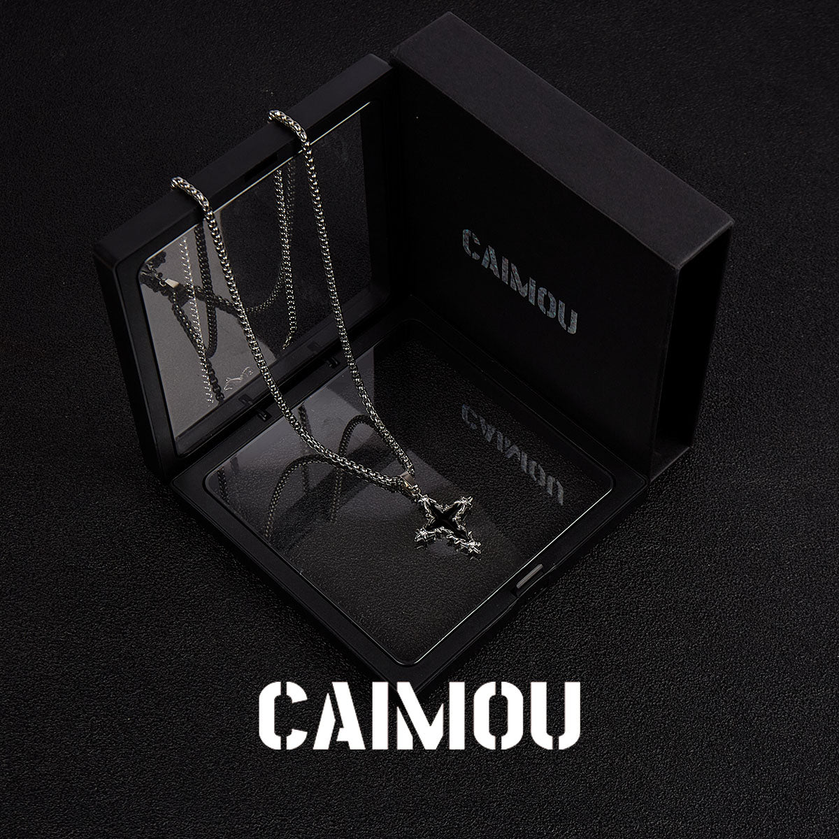 Black Icon Cross Necklace