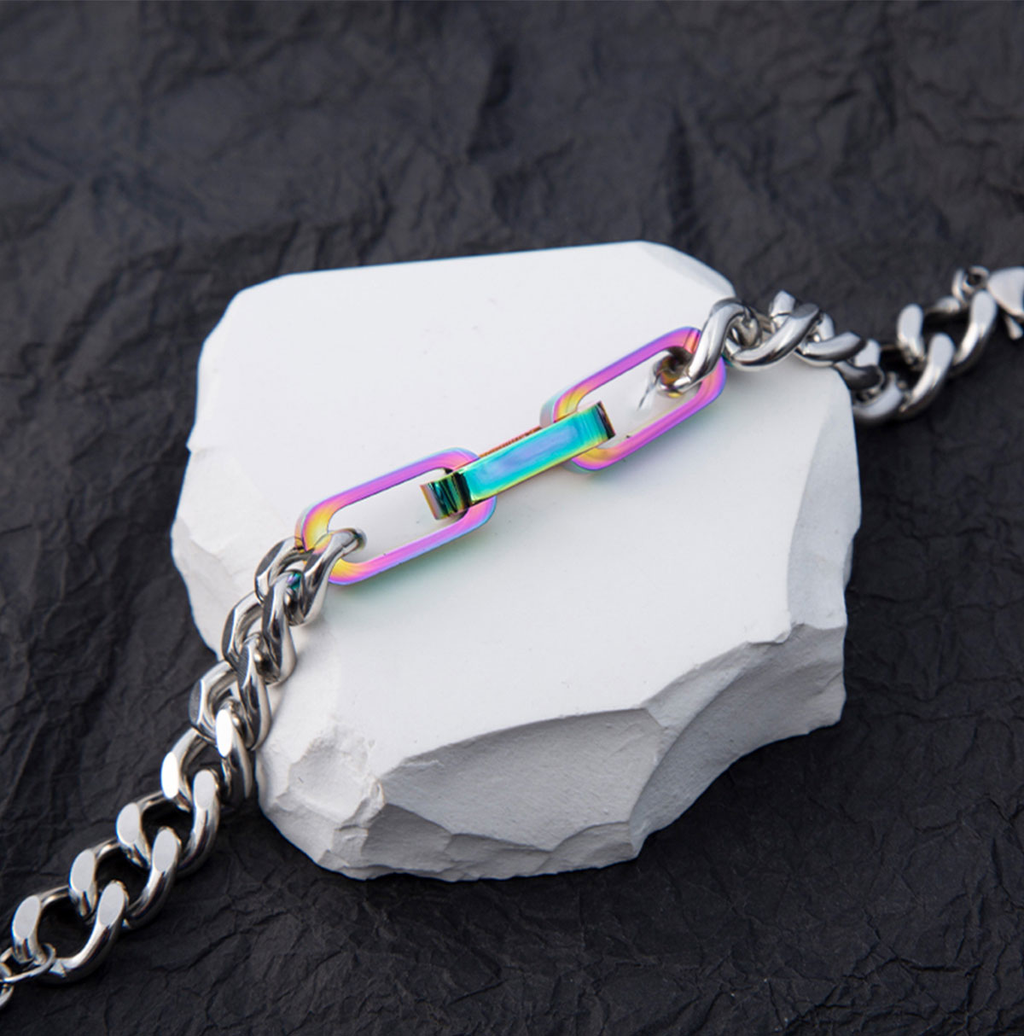 Color Block Cuban Link Bracelet